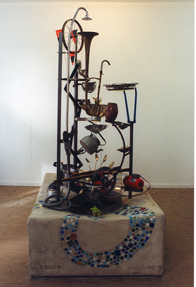 Ergon 1999. Skulptural utsmyckning till tekniska museet i Trollhättan. En